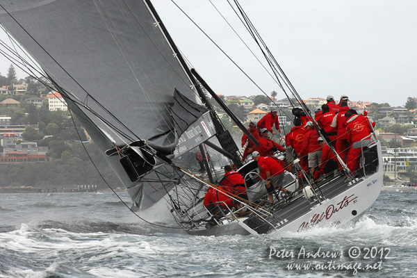 Wild Oats XI, on Sydney Harbour during the Big Boat Challenge 2012. Photo copyright Peter Andrews, Outimage Australia 2012.