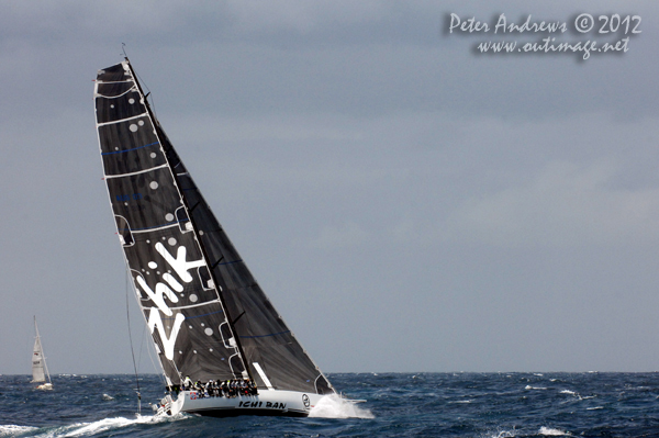 Matt Allen's Jones 70 custom Ichi Ban outside the heads of Sydney Harbour after the start of the 2012 Sydney Hobart Yacht Race. Photo copyright Peter Andrews, Outimage Australia.