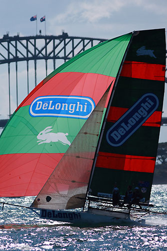 De&lsquo;Longhi in Race 1 of the New South Wales Championship on Sydney Harbour. Photo copyright the Australian 18 Footers League.