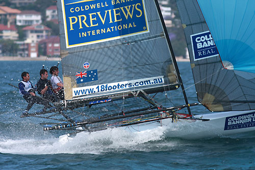 Coldwell Banker New Homes in Race 2 of the New South Wales Championship on Sydney Harbour. Photo copyright The Australian 18 Footers League.