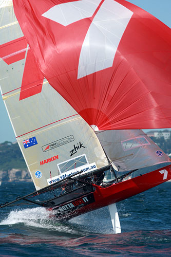 Gotta Love It 7, during the JJ Giltinan 18ft Skiff Championship 2010. Photo copyright Australian 18 Footers League.