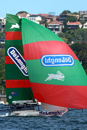 Simon Nearn's De&rsquo;Longhi - Rabbitohs, during Race 2 of the Winning Appliances - JJ Giltinan 18ft Skiff Championship on Sydney Harbour, Sunday March 6, 2011. Photo copyright Australian 18 Footers League.