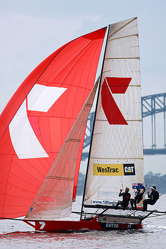 Race 5 winner of the Winning Appliances - JJ Giltinan 18ft Skiff Championship on Sydney Harbour, Gotta Love It 7, Thursday March 10, 2011. Photo copyright Australian 18 Footers League.