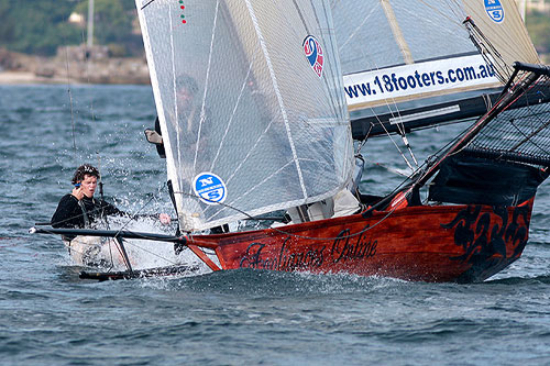 Jeremy Wilmot&rsquo;s Appliances Online, during Race 6 of the Winning Appliances - JJ Giltinan 18ft Skiff Championship on Sydney Harbour, Saturday March 12, 2011. Photo copyright Australian 18 Footers League.
