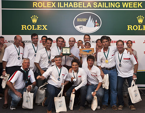 Ernesto Breda's Super Touch&eacute; (BRA), dock side at the prizegiving ceremony after winning the ORC International 500 class for the Rolex Ilhabela Sailing Week 2010. Photo copyright Rolex and Carlo Borlenghi.