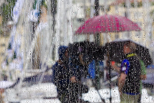 Dockside rain on the morning of the start of the Rolex Sydney Hobart 2010, at the Cruising Yacht Club of Australia. Photo copyright Carlo Borlenghi, Rolex.