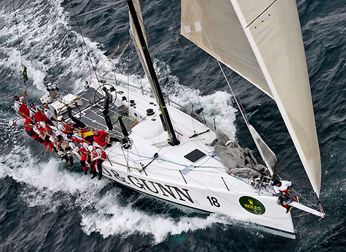 Bill Wild's Reichel Pugh 55 Rod & Gunn Wedgetail from Queensland, outside the heads after the start and on their way down the New South Wales South Coast during the Rolex Sydney Hobart Yacht Race 2010, Australia. Photo copyright Carlo Borlenghi, Rolex.