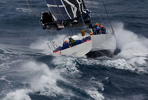 Grant Wharington's Maxi Wild Thing ploughing through the conditions of the Tasman Sea, during the Rolex Sydney Hobart Yacht Race 2010, Australia. Photo copyright Carlo Borlenghi, Rolex.