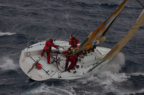 Ed Psaltis and Bob Thomas' modified Farr 40 AFR Midnight Rambler, ploughing through the conditions of the Tasman Sea off the New South Wales South Coast, during the Rolex Sydney Hobart Yacht Race 2010, Australia. Photo copyright Carlo Borlenghi, Rolex.
