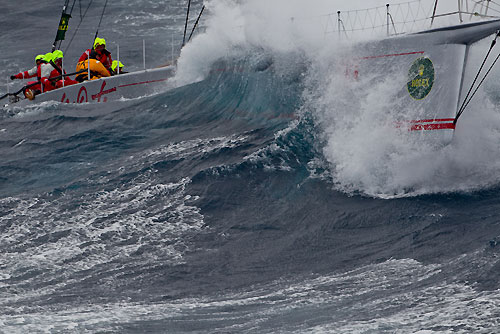 Bob Oatley's Wild Oats XI skippered by Mark Richards, dealing with the fury of the Tasman Sea, during the Rolex Sydney Hobart Yacht Race 2010, Australia. Photo copyright Carlo Borlenghi, Rolex.