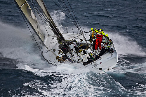 Peter Millard and John Honan's Maxi Lahana, dealing with the fury of the Tasman Sea during theRolex Sydney Hobart Yacht Race 2010, Australia. Photo copyright Carlo Borlenghi, Rolex.