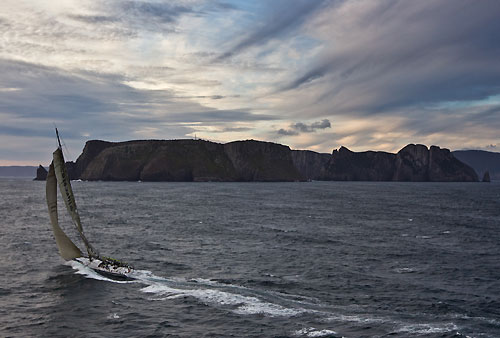 Sean Langman's 100-foot Elliott Investec Loyal, approaching Tasman Island during the Rolex Sydney Hobart 2010. Photo copyright Carlo Borlenghi, Rolex.
