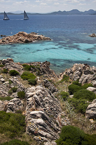 Racing viewed from onshore, during the Loro Piana SuperYacht Regatta 2011, Porto Cervo, Italy. Photo copyright Carlo Borlenghi.