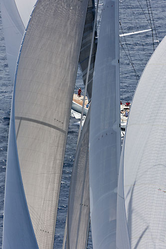 Vision through a mass of sail, during the Loro Piana SuperYacht Regatta 2011, Porto Cervo, Italy. Photo copyright Carlo Borlenghi.