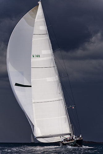 Saudade under spinnaker, during the Loro Piana SuperYacht Regatta 2011, Porto Cervo, Italy.  Photo copyright Guido Trombetta and Studio Borlenghi.