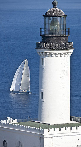 Andres Soriano&rsquo;s Mills 68 Alegre passes Giraglia Rock, during the Giraglia Rolex Cup 2011, Saint-Tropez, France, June 18-25. Photo copyright Rolex and Carlo Borlenghi.