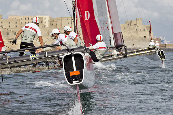 Naples, 06/04/12. Luna Rossa AC45 training in Naples, during the America�s Cup World Series Naples, Italy, April 2012. Photo copyright Luna Rossa and Carlo Borlenghi.