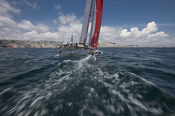 Naples, 06/04/12. Luna Rossa AC45 training in Naples, during the America�s Cup World Series Naples, Italy, April 2012. Photo copyright Luna Rossa and Carlo Borlenghi.