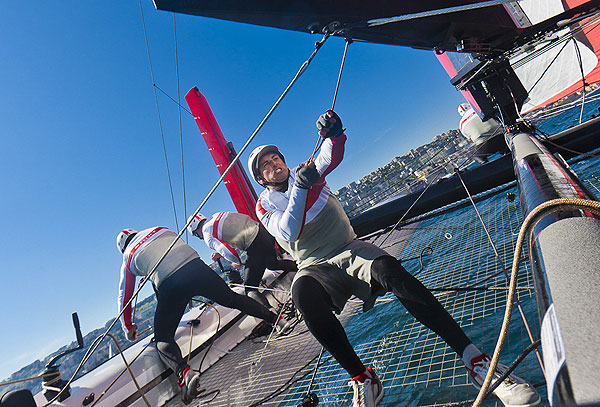 Naples, 10/04/12. Luna Rossa Training, during the America�s Cup World Series Naples, Italy, April 2012. Photo copyright Luna Rossa and Carlo Borlenghi.