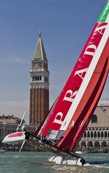 Venezia (Venice Italy), 10/05/12. Luna Rossa AC45 Venezia. Luna Rossa team training near San Marco Square, during the America's Cup World Series in Venice. Photo copyright Carlo Borlenghi and Luna Rossa.