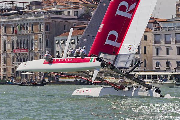 Venezia (Venice Italy), 10/05/12. Luna Rossa AC45 Venezia. Luna Rossa team training near San Marco Square, during the America's Cup World Series in Venice. Photo copyright Carlo Borlenghi and Luna Rossa.