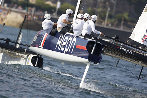 Bertrand Pacé’s Aleph at the America's Cup World Series, Cascais, Portugal, August 6-14, 2011. Photo copyright Morris Adant.